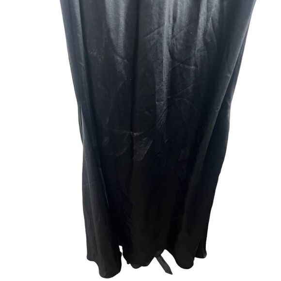 Vera Wang Black Satin Sleeveless Sequin Neck Keyhole Back Evening Maxi Gown 8 - Picture 5 of 16